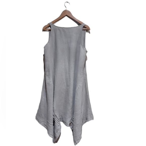 Bella Amore Women's Dress Taupe Italian Linen Assymetric One-Size - Picture 6 of 8